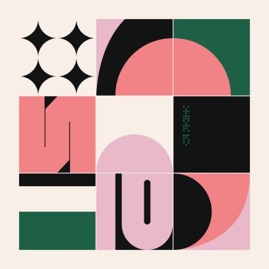 Neo Modernizm, soyut vektör geometrik şekil ve formlarla yapılmış. Basit form cesur grafik tasarımı, web sanatı, davetiye kartları, posterler, baskılar, tekstil, arka plan için kullanışlı.