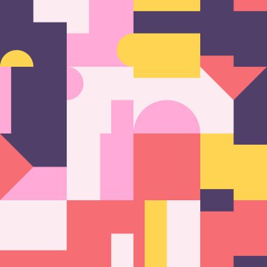 Cesur geometrik şekilli vektör soyut sembollerinin yeniden yapılandırılmış postmodern sanat eserleri, web arkaplanı, poster tasarımı, dergi ön sayfası, baskılar, kapak kapağı.