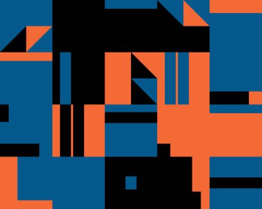 Cesur geometrik şekilli vektör soyut sembollerinin yeniden yapılandırılmış postmodern sanat eserleri, web arkaplanı, poster tasarımı, dergi ön sayfası, yüksek teknoloji baskısı, kapak resmi.