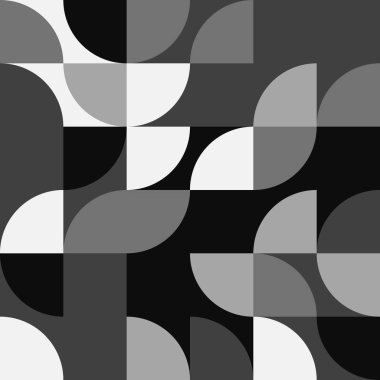 Basit şekilleri ve güzel renk paleti olan yüzyılın ortası geometrik soyut deseni. Basit geometrik desen kompozisyonu, web tasarımında en iyi kullanım alanı, kartvizit, davetiye, poster, tekstil baskısı.