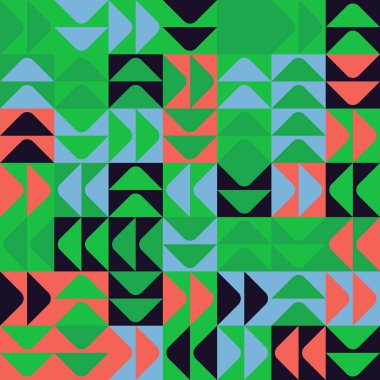 Trendy background with simple shapes. Colorful geometric pattern in eco friendly color palette. Great for a poster design, fabric print, wallpaper, wrapping paper.