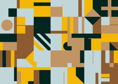 Cesur geometrik şekilli vektör soyut sembollerinin yeniden yapılandırılmış postmodern sanat eserleri, web arkaplanı, poster tasarımı, dergi ön sayfası, yüksek teknoloji baskısı, kapak resmi.