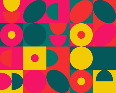 Neo Modernizm, soyut vektör geometrik şekil ve formlarla yapılmış. Basit form cesur grafik tasarımı, web sanatı, davetiye kartları, posterler, baskılar, tekstil, arka plan için kullanışlı.