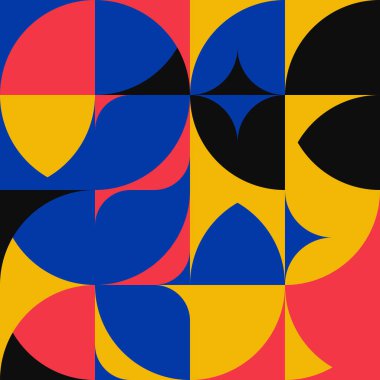 Neo Modernizm, soyut vektör geometrik şekil ve formlarla yapılmış. Basit form cesur grafik tasarımı, web sanatı, davetiye kartları, posterler, baskılar, tekstil, arka plan için kullanışlı.