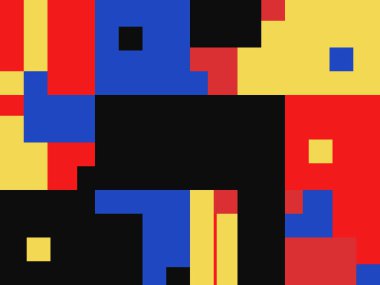 Cesur geometrik şekilli vektör soyut sembollerinin yeniden yapılandırılmış postmodern sanat eserleri, web arkaplanı, poster tasarımı, dergi ön sayfası, yüksek teknoloji baskısı, kapak resmi.