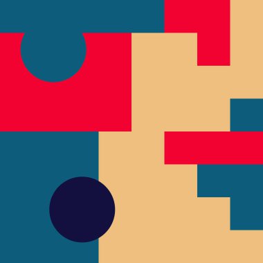 Cesur geometrik şekilli vektör soyut sembollerinin yeniden yapılandırılmış postmodern sanat eserleri, web arkaplanı, poster tasarımı, dergi ön sayfası, yüksek teknoloji baskısı, kapak resmi.