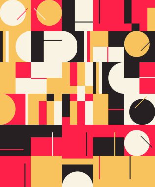 Deconstructed postmodern inspired artwork of vector abstract symbols with bold geometric shapes, useful for web background, poster art design, magazine front page, hi-tech print, cover artwork. clipart