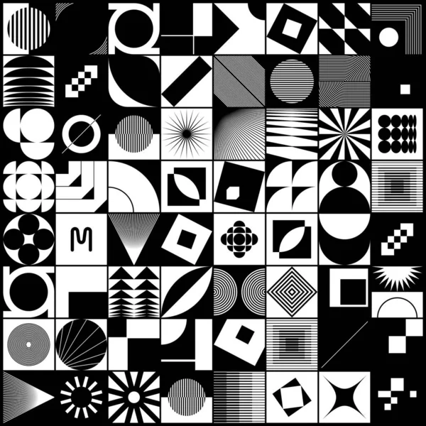 Простий Геометричний Абстрактний Векторний Візерунок Чорно Білими Формами Геометрична Графічна — стоковий вектор