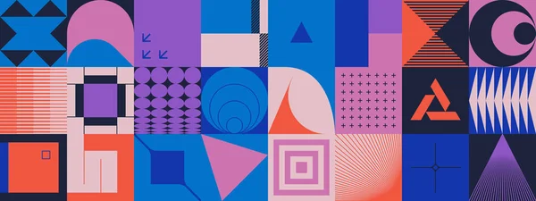 Retro Future Œuvre Art Inspirée Symboles Vectoriels Abstraits Avec Des — Image vectorielle