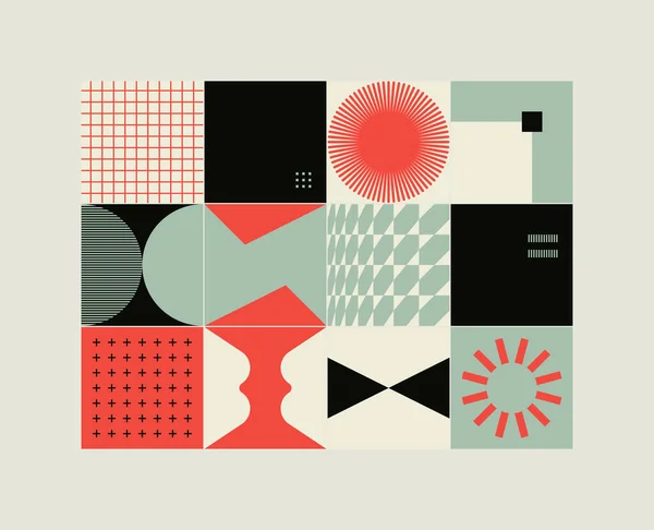 Neo Modernizm, soyut vektör geometrik şekil ve formlarla yapılmış. Basit form cesur grafik tasarımı, web sanatı, davetiye kartları, posterler, baskılar, tekstil, arka plan için kullanışlı.
