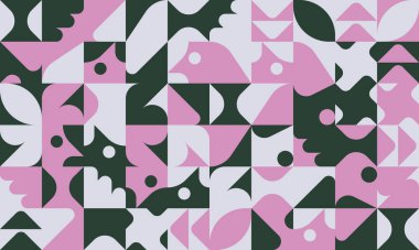 Cesur geometrik şekilli vektör soyut sembollerinin yeniden yapılandırılmış postmodern sanat eserleri, web arkaplanı, poster tasarımı, dergi ön sayfası, yüksek teknoloji baskısı, kapak resmi.