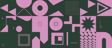 Neo Modernizm, soyut vektör geometrik şekil ve formlarla yapılmış. Basit form cesur grafik tasarımı, web sanatı, davetiye kartları, posterler, baskılar, tekstil, arka plan için kullanışlı.