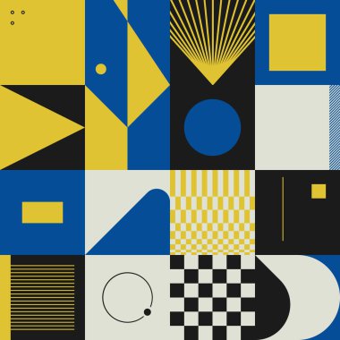 Geometrik şekil ve formlarla yapılmış basit vektör desenlerinin dijital grafik tasarımı, web sitesi başlığı, iş kartı, davetiye, poster, tekstil baskısı, arkaplan.