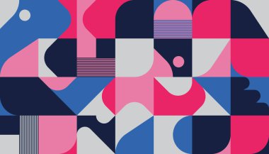 Neo Modernizm, soyut vektör geometrik şekil ve formlarla yapılmış. Basit form cesur grafik tasarımı, web sanatı, davetiye kartları, posterler, baskılar, tekstil, arka plan için kullanışlı.