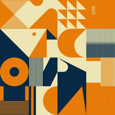 Cesur geometrik şekilli vektör soyut sembollerinin yeniden yapılandırılmış postmodern sanat eserleri, web arkaplanı, poster tasarımı, dergi ön sayfası, yüksek teknoloji baskısı, kapak resmi.