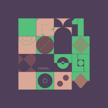 Trendy background with simple shapes. Colorful geometric pattern in eco friendly color palette. Great for a poster design, fabric print, wallpaper, wrapping paper.