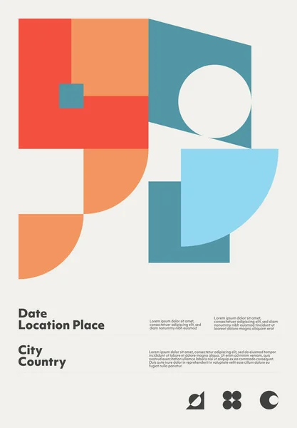 Bauhaus Menginspirasi Desain Grafis Mockup Poster Vektor Yang Dibuat Dengan - Stok Vektor