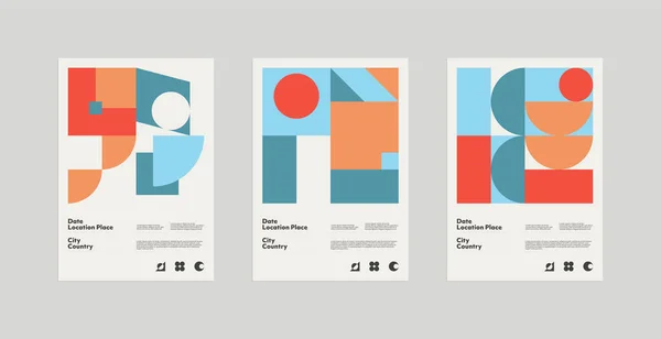 Bauhaus Inspirowane Projekt Graficzny Wektorowe Makiet Kolekcji Plakat Stworzony Wektorowe — Wektor stockowy