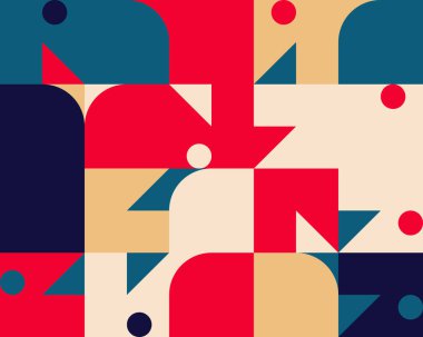 Neo Modernizm, soyut vektör geometrik şekil ve formlarla yapılmış. Basit form cesur grafik tasarımı, web sanatı, davetiye kartları, posterler, baskılar, tekstil, arka plan için kullanışlı.