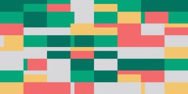 Basit şekilleri ve figürleri olan soyut mozaik sanat tasarımı. Temel form ve elementlerle geometrik desen grafikleri. Web afişi, iş sunumu, marka paketi, kumaş baskısı için mükemmel.