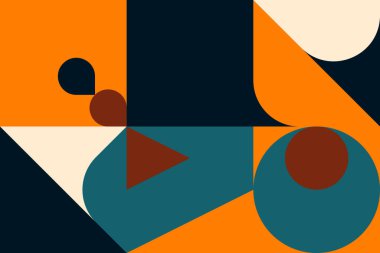 Neo Modernizm, soyut vektör geometrik şekil ve formlarla yapılmış. Basit form cesur grafik tasarımı, web sanatı, davetiye kartları, posterler, baskılar, tekstil, arka plan için kullanışlı.