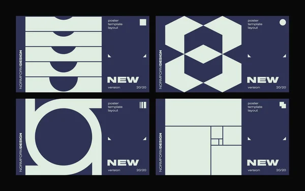 ベクトルポスターデザインカードの新しいモダニズム美学 抽象的な幾何学的形状で作られたウェブテンプレートレイアウトでブルータリズムに触発されたグラフィック ポスターアートに役立つ ウェブサイトのヘッダー デジタルプリント — ストックベクタ