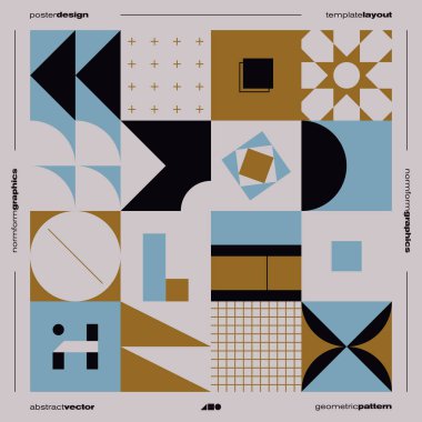 Brutalizm, vektör kapak düzeninin, vektör soyut elementleri ve geometrik şekillerle yapılmış grafik tasarımına ilham verdi, poster sanatı, web sitesi başlıkları, ön sayfa tasarımı, dekoratif baskılar için kullanışlı.