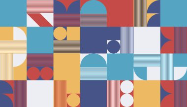 Cesur geometrik şekilli vektör soyut sembollerinin yeniden yapılandırılmış postmodern sanat eserleri, web arkaplanı, poster tasarımı, dergi ön sayfası, yüksek teknoloji baskısı, kapak resmi.