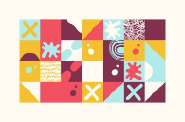 Karalama formları, basit elementler ve geometrik şekillerle yapılmış el yapımı desenler. Soyut vektör bileşimi grafikleri, dekorasyon, duvar kağıtları, kapaklar, ambalaj kağıdı vs. için kullanışlı.