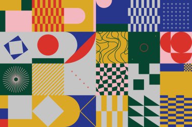 Geometrik soyut vektör basit elementler güzel bir renk paletiyle yapıldı. Geometrik şablon arkaplanı, web tasarımı, iş kartı, davetiye, poster, moda baskısı için kullanıma hazır.