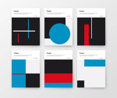 Bauhaus, vektör poster modelleme koleksiyonundan esinlenerek soyut elementler, çizgiler ve kalın geometrik şekiller, poster sanatı, ön sayfa tasarımı, dekoratif baskılar ile yaratıldı..