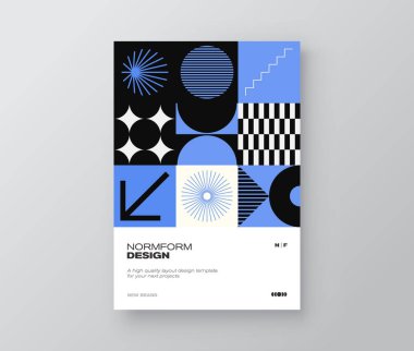 Modern modernizm ve minimalist gaddarlık tarzında yaratılmış kitap vektörü kapağının modern grafik tasarımı, poster sanatı, dergi ön sayfası, poster, web afişi.