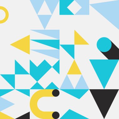 Basit şekilleri ve figürleri olan geometrik çizimler. Geometrik şekilli ve elementli soyut desenler. Web afişi, iş sunumu, marka paketi, kumaş baskısı için mükemmel.