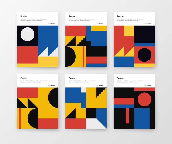 Bauhaus Inspirierte Grafische Gestaltung Der Vektor Plakatmockup Kollektion Mit Vektorabstrakten — Stockvektor