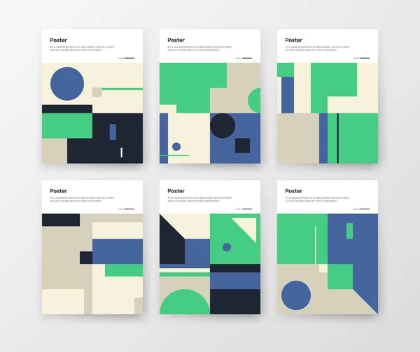 Bauhaus Geïnspireerd Grafisch Ontwerp Van Vector Poster Mockup Collectie Gemaakt — Stockvector