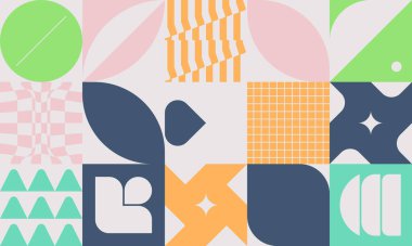 Geometrik soyut vektör basit elementler güzel bir renk paletiyle yapıldı. Geometrik şablon arkaplanı, web tasarımı, iş kartı, davetiye, poster, moda baskısı için kullanıma hazır.