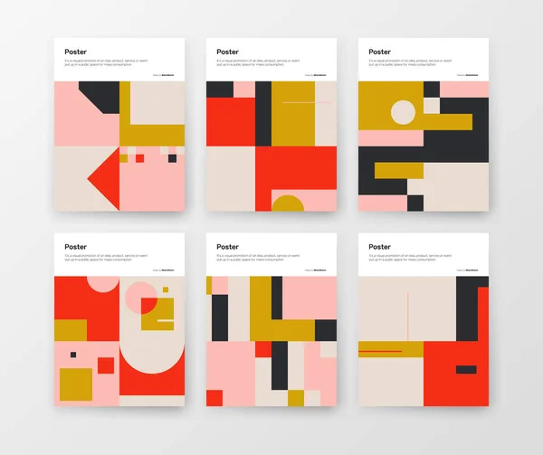 Bauhaus Inspired Graphic Design Vector Poster Mockup Collection Created Vector — Stock Vector