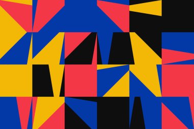 Basit üçgen geometrik şekillerle yapılmış kusursuz geometrik desen tasarımı. Soyut vektör bileşimi grafikleri, dekorasyon, duvar kağıtları, tekstil, kapaklar, baskılar, ambalaj kağıtları vs. için kullanışlı.