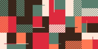 Parlak renkli geometrik şekillerle yapılmış vektör soyut teknolojik elementlerin dijital kolajı, web arkaplanı, poster tasarımı, dergi ön sayfası, yüksek teknoloji baskısı, kapak resmi.