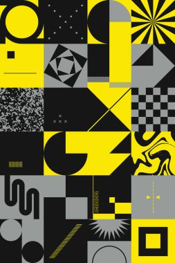 Acımasız sanat basit geometrik şekil ve şekillerle yapılan soyut vektör kalıplarından esinlenmiştir. Kalın form grafik tasarımı, web sanatı, davetiye kartları, posterler, baskılar, tekstil, arka planlar için kullanışlı.