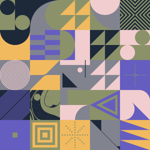 Брутализм вдохновил абстрактный векторный шаблон, выполненный простыми геометрическими формами и формами. Графический дизайн жирной формы, полезный для веб-арта, пригласительные билеты, плакаты, гравюры, текстиль, фон.