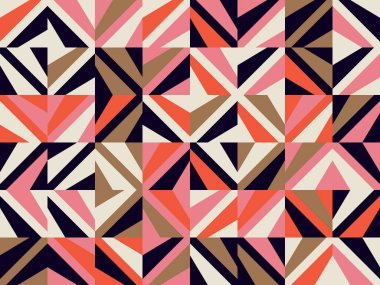 Basit şekilleri ve güzel renk paleti olan yüzyılın ortası geometrik soyut deseni. Basit geometrik desen kompozisyonu, web tasarımında en iyi kullanım alanı, kartvizit, davetiye, poster, tekstil baskısı.