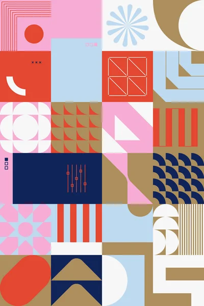 New Retro Aesthetics Abstract Pattern Design Composition Scandinavian Inspired Vector — Stock Vector