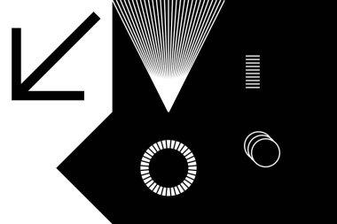 Siyah ve beyaz şekilli basit geometrik soyut vektör deseni. Geometrik grafik kompozisyonu, web tasarımı, kartvizit, davetiye, poster, tekstil baskısı, arkaplan.