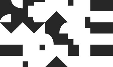 Siyah ve beyaz şekilli basit geometrik soyut vektör deseni. Geometrik grafik kompozisyonu, web tasarımı, kartvizit, davetiye, poster, tekstil baskısı, arkaplan.