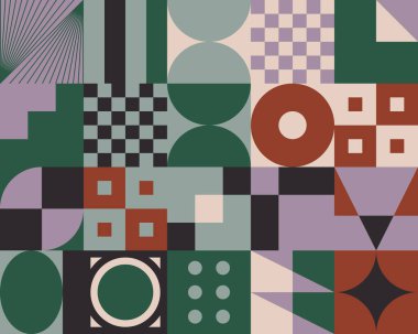 Bauhaus kompozisyon çizimleri, vektör soyut elementleri, çizgiler ve kalın geometrik şekiller, web sitesi arka planı için kullanışlı, poster tasarımı, dergi ön sayfası, afişler, baskılar, kapaklar.