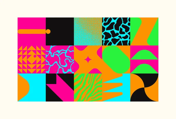 기하학적 패턴에 모양과 온색이 있습니다 그래픽 디자인 비즈니스 초대장 포스터 — 스톡 벡터