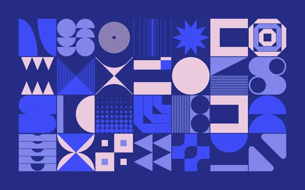 Neo Modernizm, soyut vektör geometrik şekil ve formlarla yapılmış. Basit form cesur grafik tasarımı, web sanatı, davetiye kartları, posterler, baskılar, tekstil, arka plan için kullanışlı.