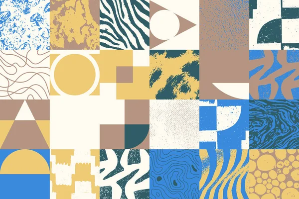 Neue Grunge Ästhetik Abstrakter Musterdesign Komposition Brutalistisch Inspirierte Vektorgrafik Collage — Stockvektor
