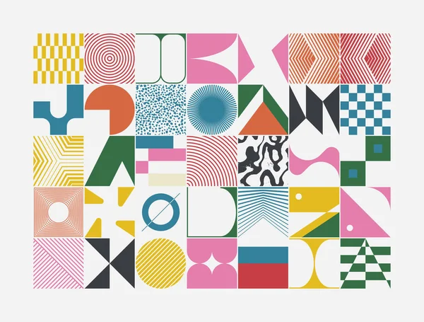 Geometrische Ästhetik Abstrakter Mustergestaltung Brutalismus Inspirierte Vektorgrafik Collage Mit Einfachen — Stockvektor